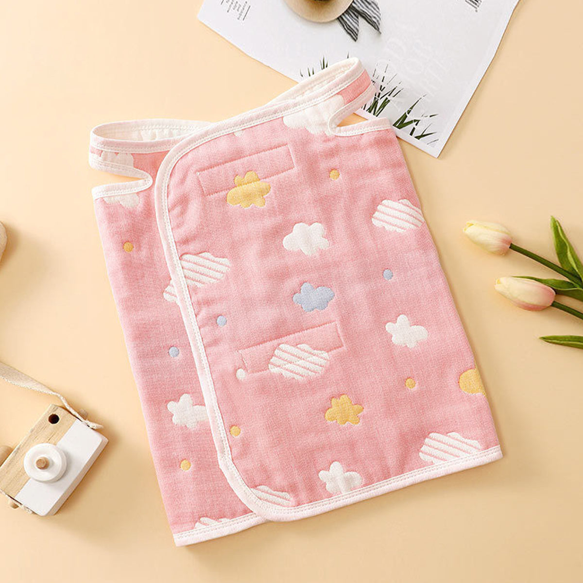 Baby Pink Cloud-Print Wearable Sleeping Vest