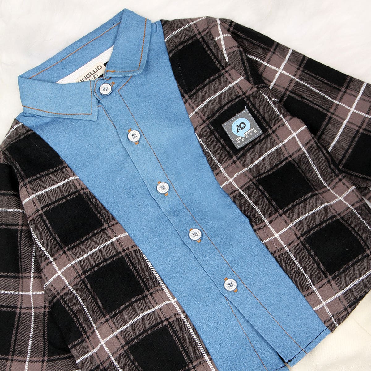 Boys Black Checked Shirt & Trousers Set