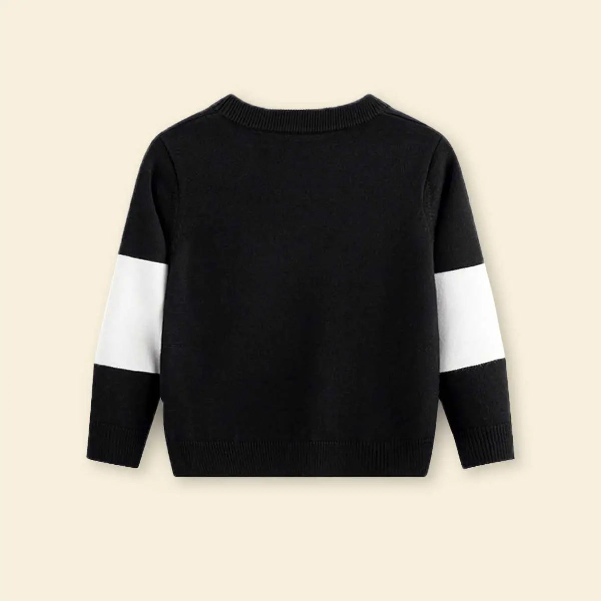Boys Black Sweater With Self-Design Lightning Patterns
