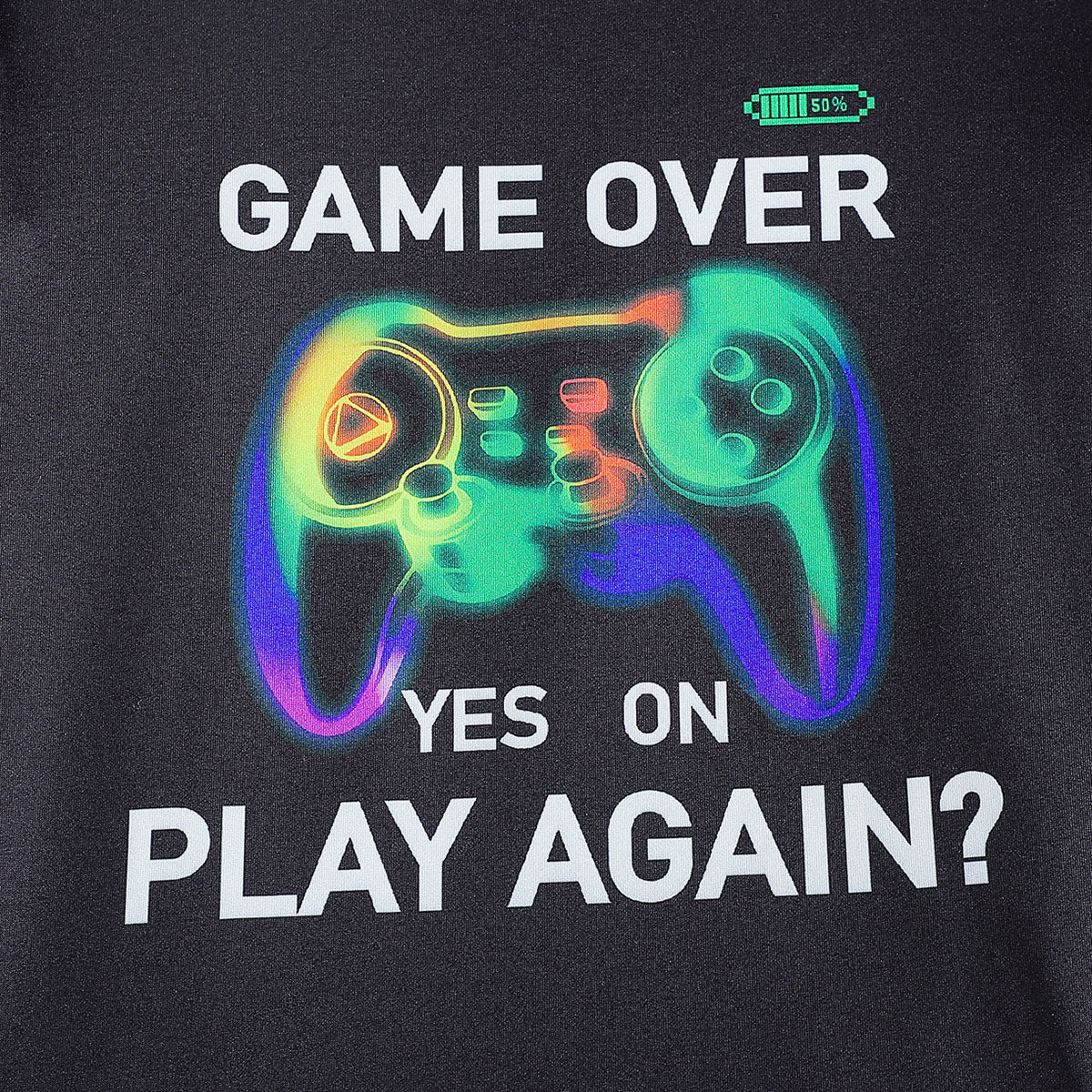 Boys Black Gaming Printed Glow in the Dark T-Shirt & Pajama Winter Set