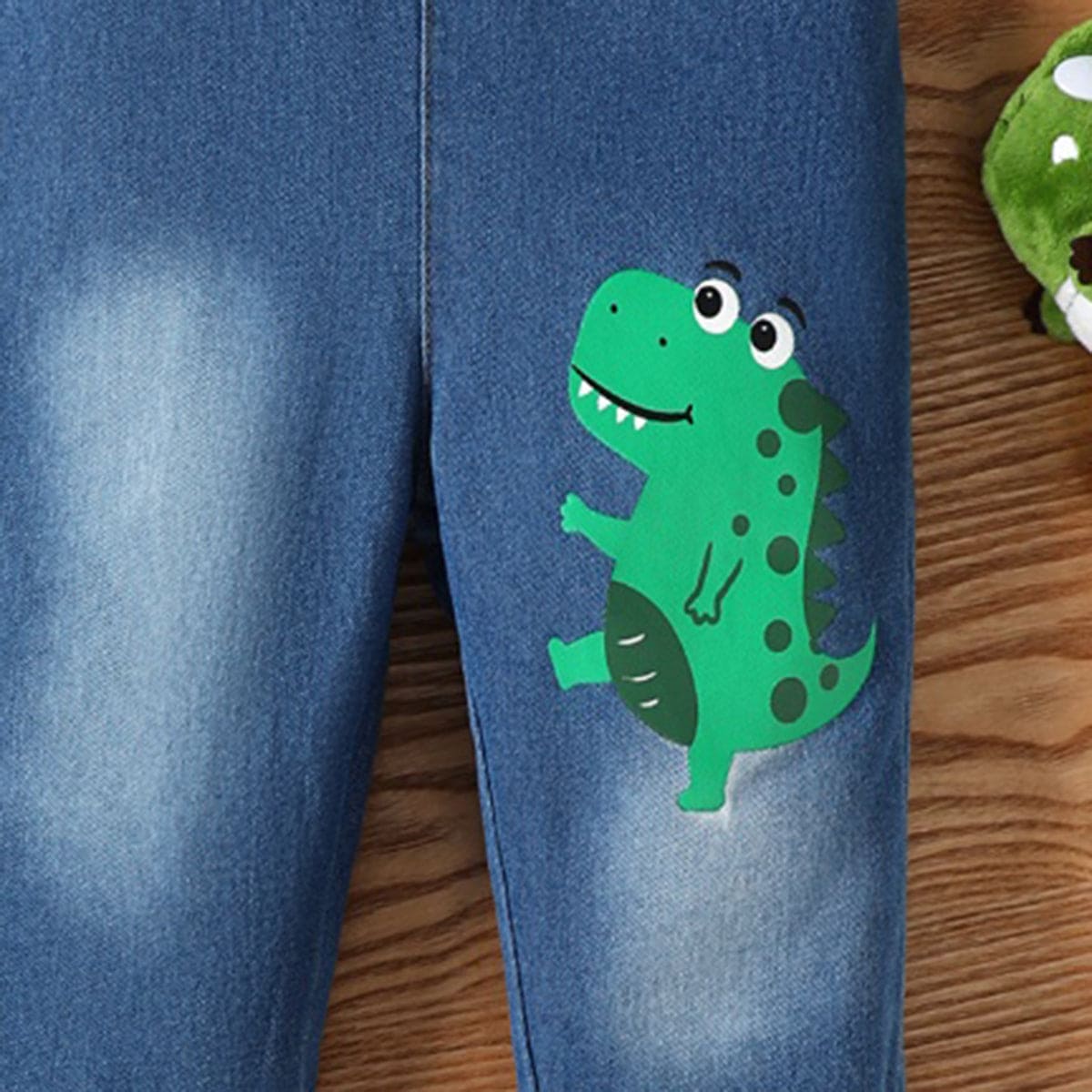 Boys Blue Dinosaur Print Dungaree