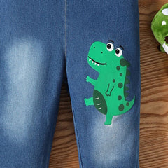 Boys Blue Dinosaur Print Dungaree