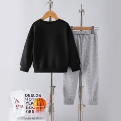 Boys Black Full Sleeves Sweatshirt with Trouser Set