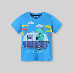 Boys Blue Dinosaur Graphic Short Sleeve T-Shirt