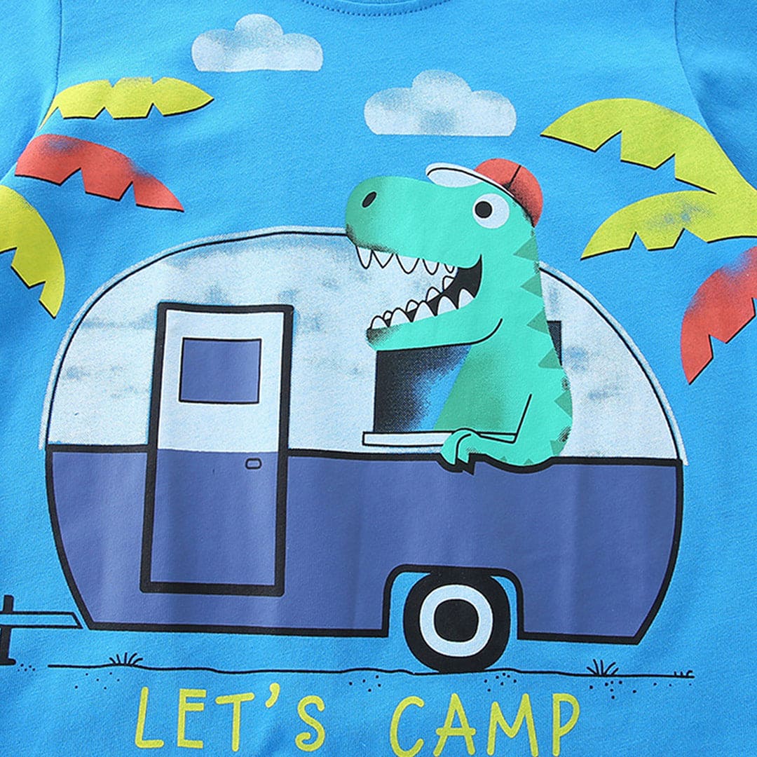 Boys Blue Dinosaur Graphic Short Sleeve T-Shirt