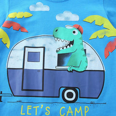 Boys Blue Dinosaur Graphic Short Sleeve T-Shirt