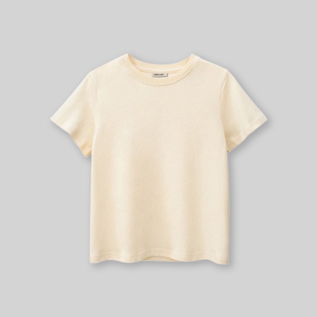 Boys Beige Solid Short Sleeves T-Shirt