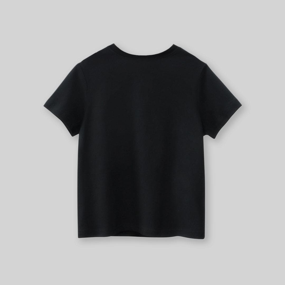 Boys Black Solid Short Sleeves T-Shirt
