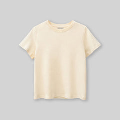 Boys Beige Solid Short Sleeves T-Shirt
