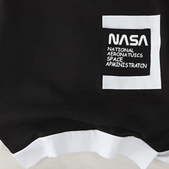 Boys Black Typographic Nasa Printed T-Shirt With Shorts Set