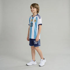 Boys Blue Alphanumeric Print Short Sleeve T-Shirt With Shorts Sets