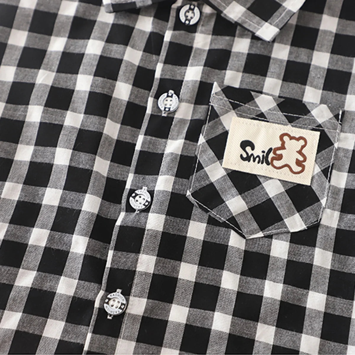 Boys Black Checked Shirt With Shorts & Sling Bag Sets