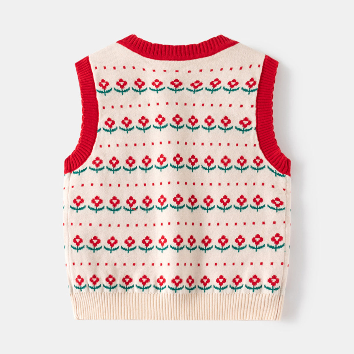 Boys Apricot Self-Design Jacquard Sweater Vest