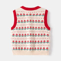 Boys Apricot Self-Design Jacquard Sweater Vest