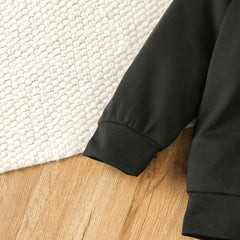 Boys Black Solid Hooded Long Sleeves Winter Sweatshirts
