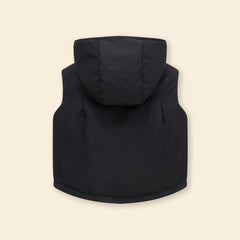 Boys Black Hooded Sleeveless Puffer Vest