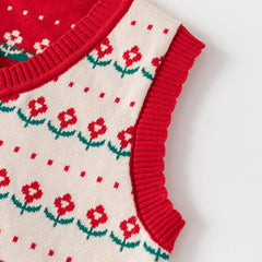 Boys Apricot Self-Design Jacquard Sweater Vest