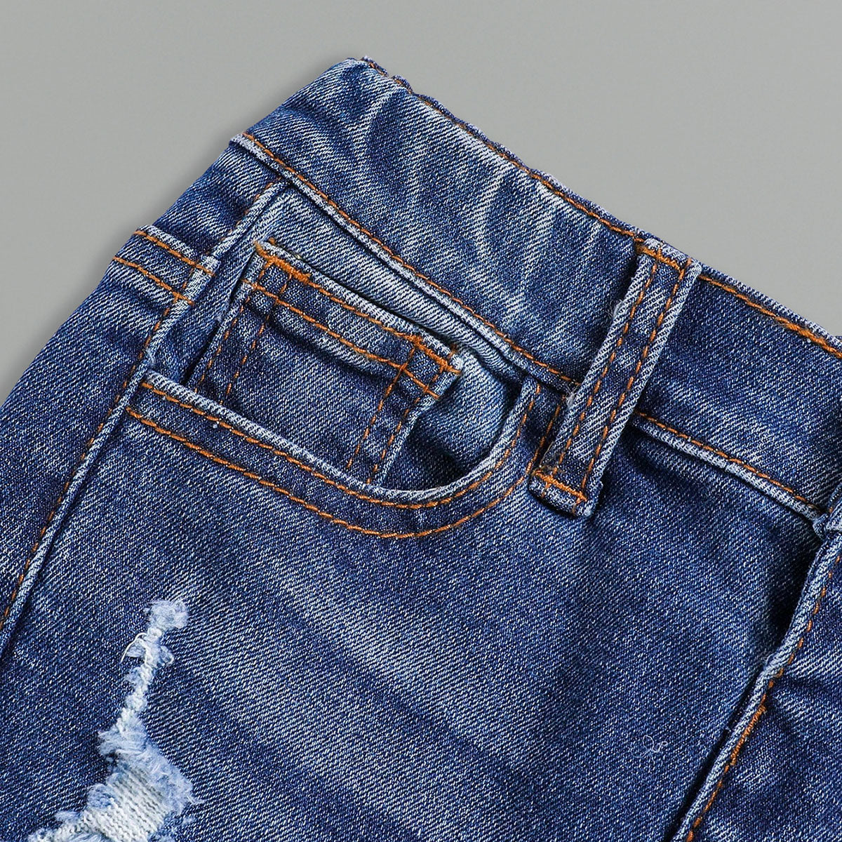 Boys Blue Mid Rise distressed Denim Pants