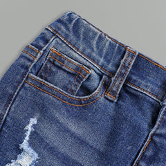 Boys Blue Mid Rise distressed Denim Pants