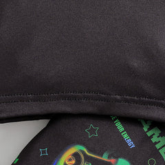 Boys Black Gaming Printed Glow in the Dark T-Shirt with Pajama Set