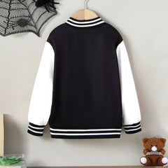 Boys Black Spider Printed Varsity Jacket