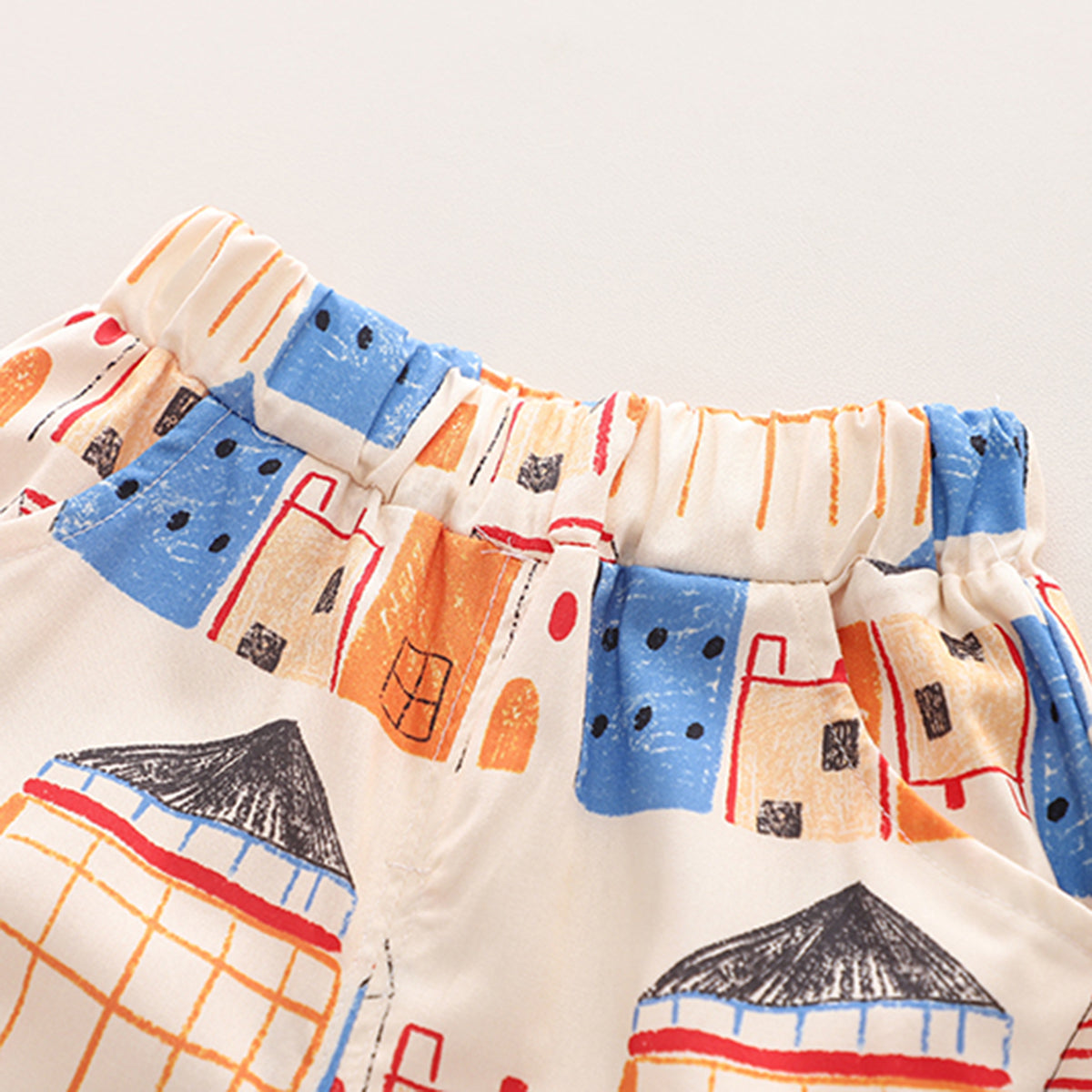 Boys Apricot Printed Short Sleeve Shirt With Shorts Set