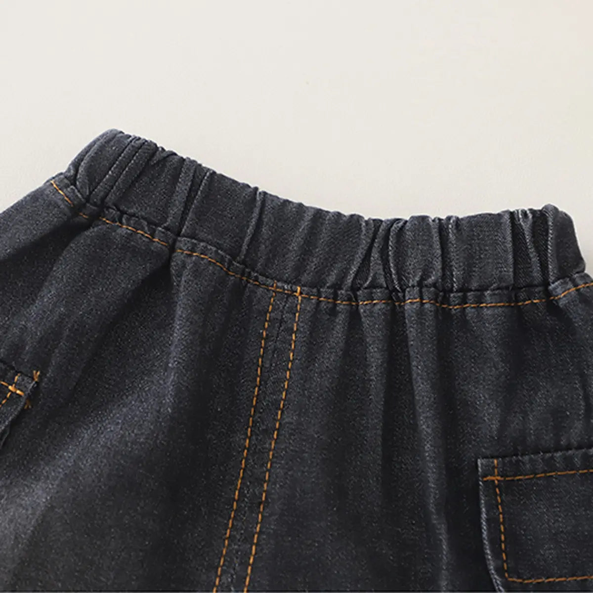 Boys Black Denim Short Sleeves Shirt & Shorts Co-ord Sets