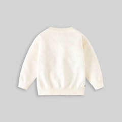 Boys Apricot Stripes Knitted Sweater With Bear Face Patch