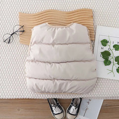 Boys Beige Sleeveless Puffer Jacket