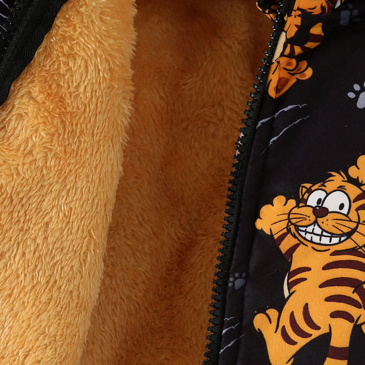 Boys Black Animal Print Hooded Jackets