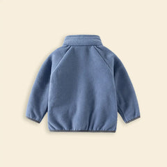 Boys Blue Fleece Embroidered Anchor Logo Zip-up Jacket
