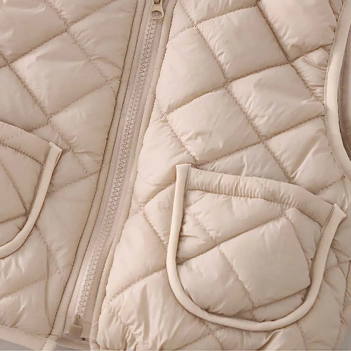 Boys Beige Long Sleeve Fleece Jacket With Quilted Vest & Jogger Sets