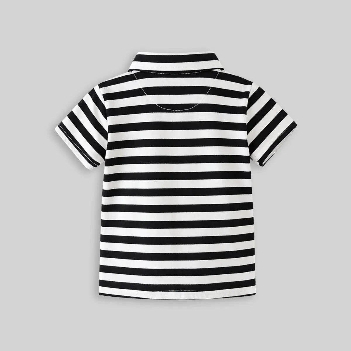 Boys Black Stripes Short Sleeves Polo T-Shirt With Shorts Set