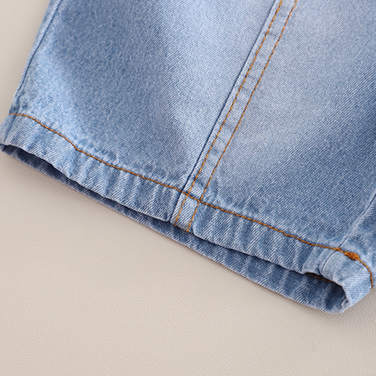 Boys Blue Embroidery Applique T-Shirt With Denim Shorts Set