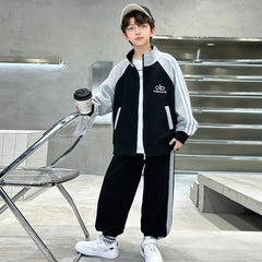 Boys Black Embroidered Sweatshirt With Jogger Sets