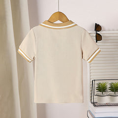 Boys Beige Short Sleeves Polo T-Shirt