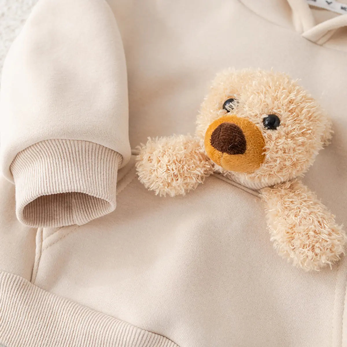 Boys Beige Animal Applique Regular Sweatshirt With Trouser Sets