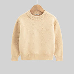 Boys Beige Self-Design Diamond Pattern Sweater