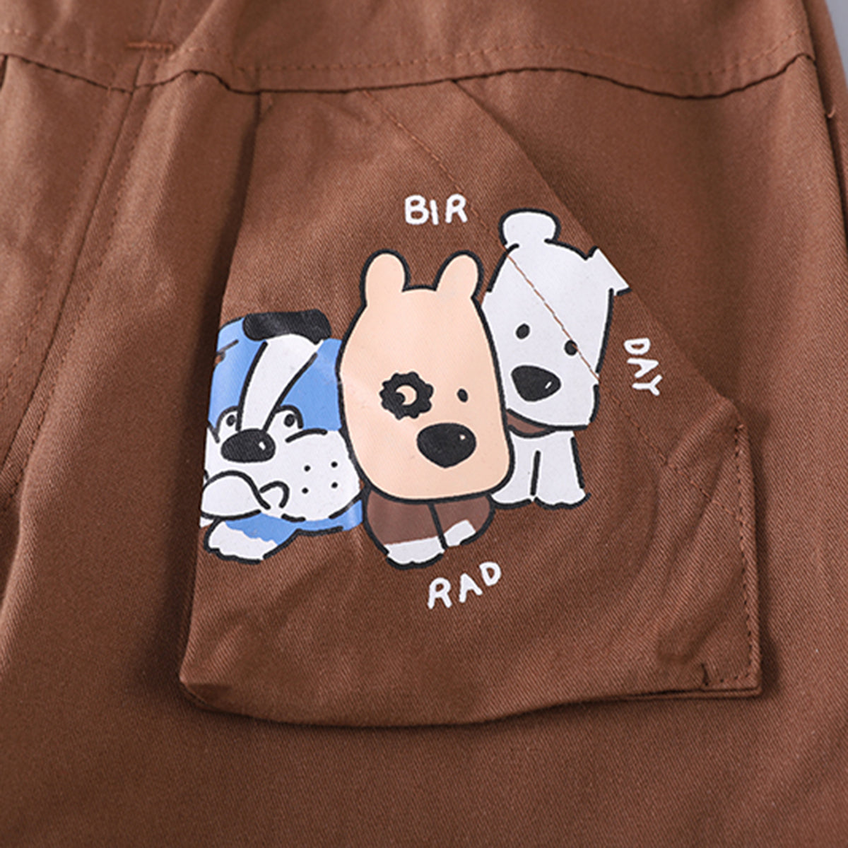 Boys Blue Cartoon Printed Short Sleeves T-shirt With Shorts Set