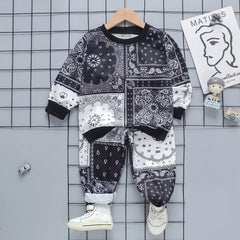 Boys Black Paisley Printed Sweatshirt & Joggers Co-ord Sets