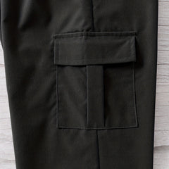 Boys Black Solid Elasticated Bottom Cargo Trouser