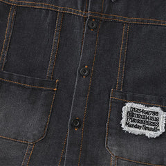 Boys Black Denim Shirt & Shorts With Printed T-Shirt Sets