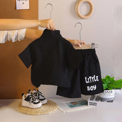Boys Black Typographic Printed Oversized T-Shirt With Shorts Co-ord Sets
