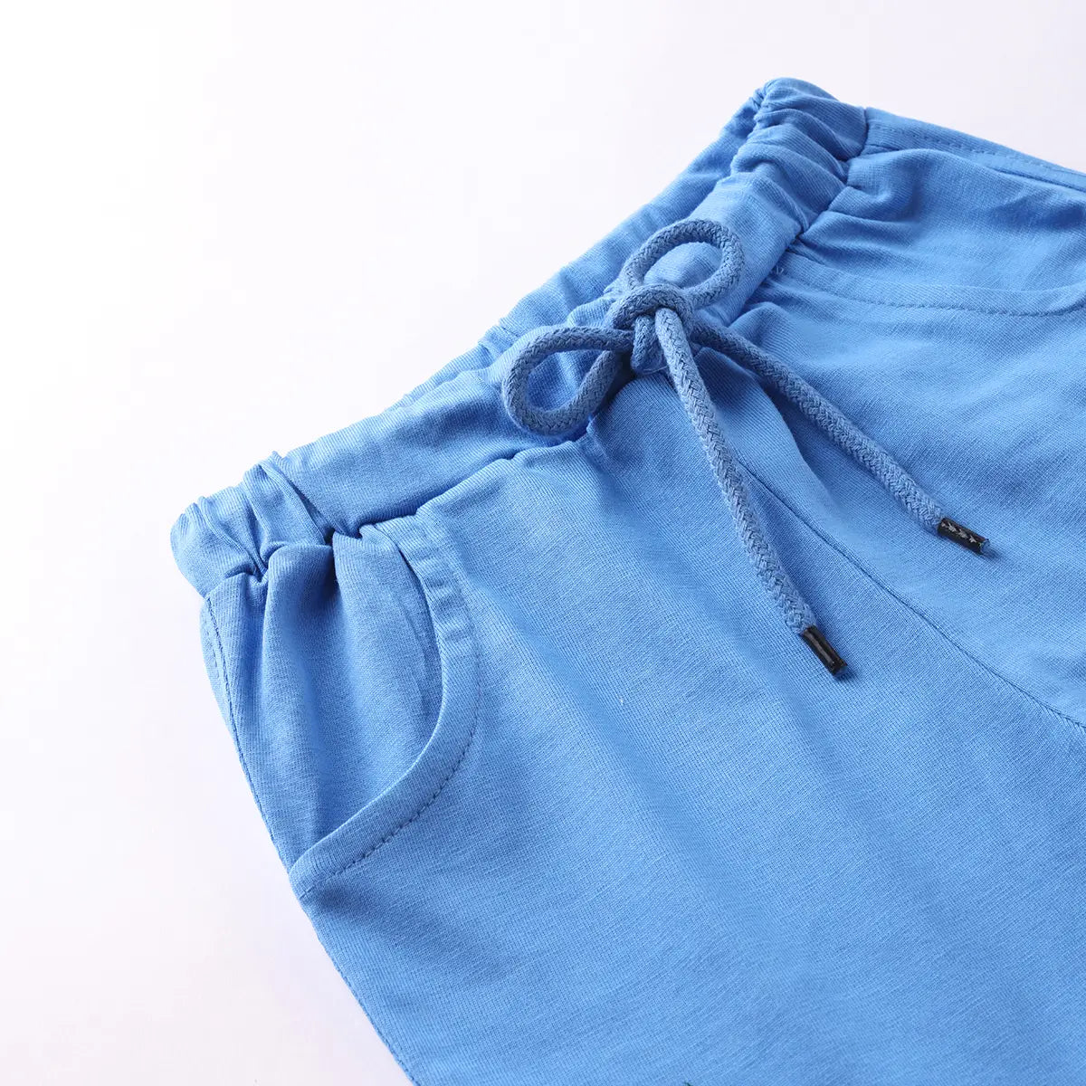 Boys Blue Graphic Short Sleeves T-Shirt With Drawstring Shorts Sets