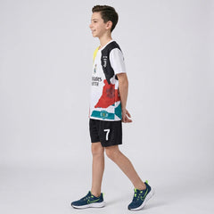 Boys Black Typography Print Short Sleeve T-Shirt With Shorts Sets