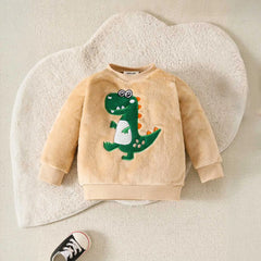 Boys Beige Dinosaur Embroidered Sweatshirt With Jogger Co-ord Set