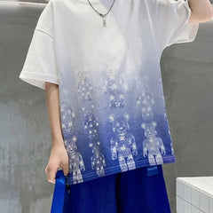 Boys Blue Bear Print Drop Shoulder T-Shirt With Jogger Sets