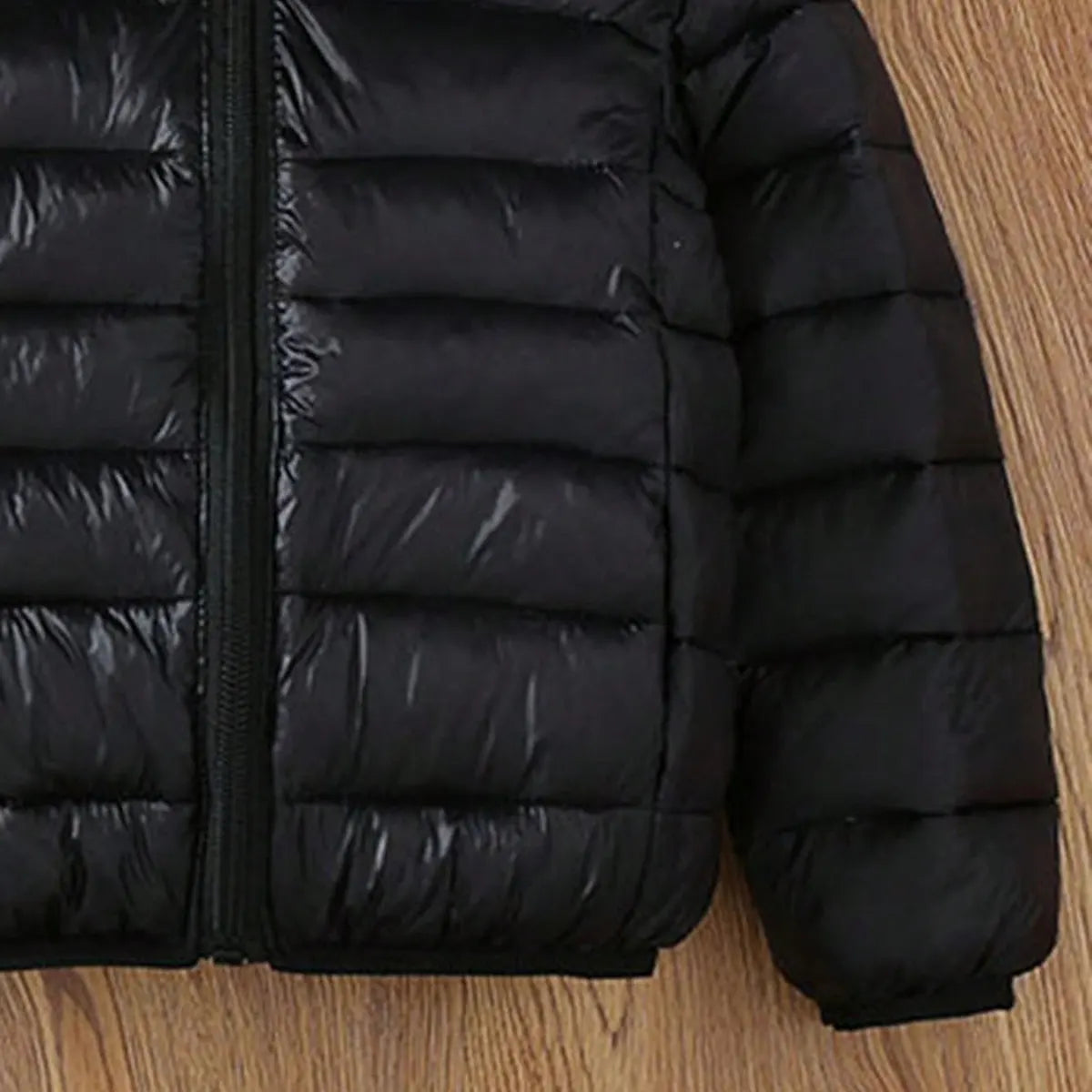 Boys Black Hooded Zip-up Puffer Jacket