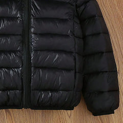 Boys Black Hooded Zip-up Puffer Jacket