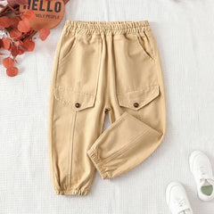 Boys Beige Joggers Pant With Elasticated Waistband